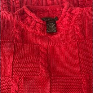 YARNWORKS WOMEN'S CHUNKY TEXTURED RED LONG SLEEVED LONG SWEATER, SZ M